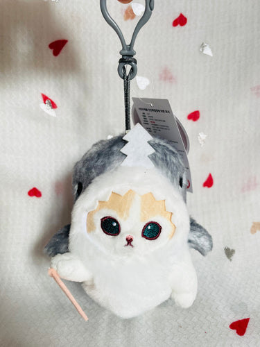 MofuSand Cream Cat Shark Costume Plush 13cm Mofusand